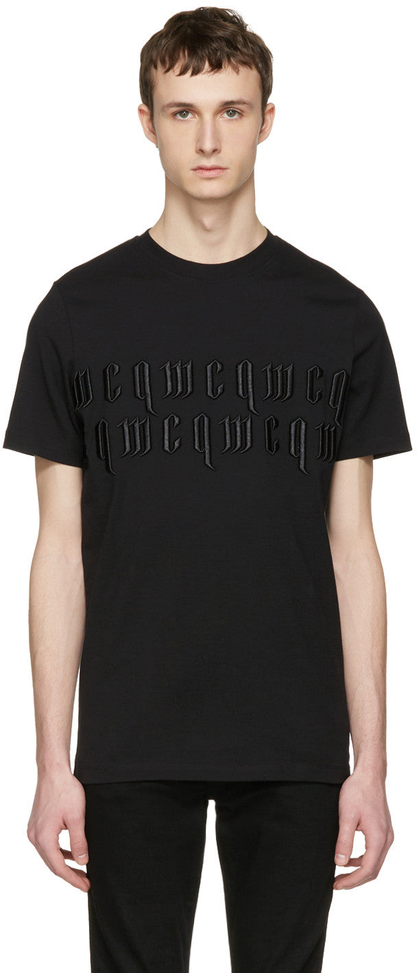 McQ Alexander Mcqueen - Black Embroidered T-Shirt 325